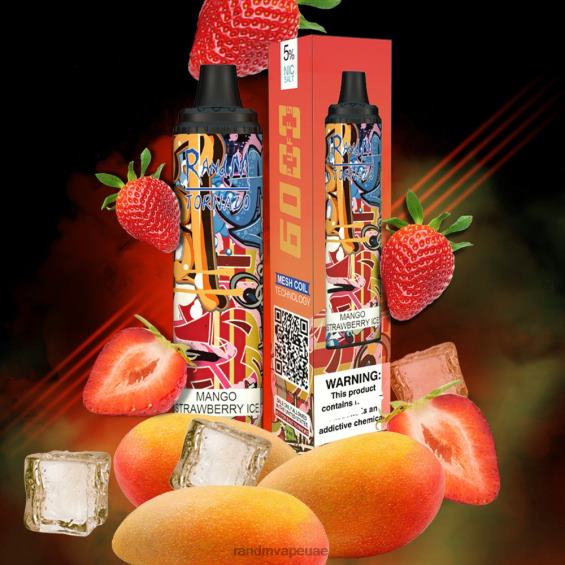 RandM Disposable Vape | مانجو فراولة مثلجة RandM Tornado 6000 جهاز التحكم في تدفق الهواء 1 قطعة D06F8289