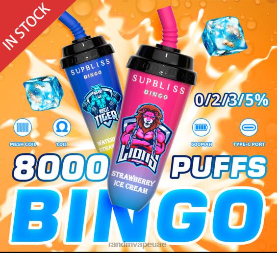 RandM Tornado Review | ايس كريم فراولة RandM Supbliss Bingo جهاز 8000 فيب بود 1 قطعة D06F8256