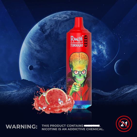 RandM Shop Vape | جليد بطيخ نحاسي RandM Tornado 9000 جهاز vape pod 1 قطعة الإصدار 2 D06F8147