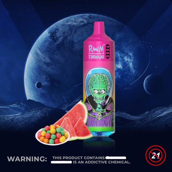 Tornado Vape Flavours | علكة البطيخ RandM Tornado 9000 جهاز vape pod 1 قطعة الإصدار 1 D06F8130