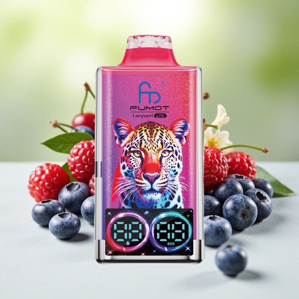 Fumot Leopard 40000 نَفثات تبغ إلكتروني زُرقية توت وكريز وتوت بري، 5% نيكوتين، شحن Type-C