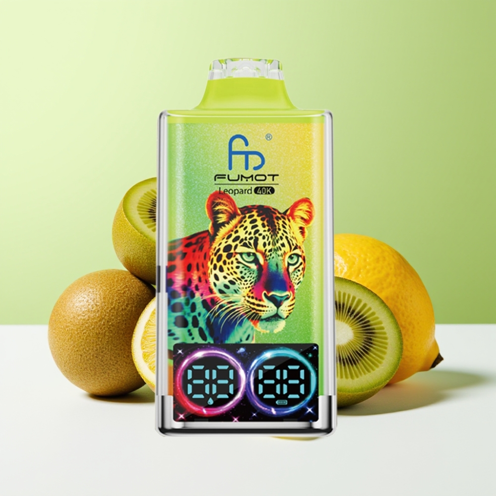 Fumot Leopard 40000 بخاخ سجائر إلكترونية بطعم الكيوي والباشن فروت والجوافة، شحن Type-C وعمر بطارية 700mAh