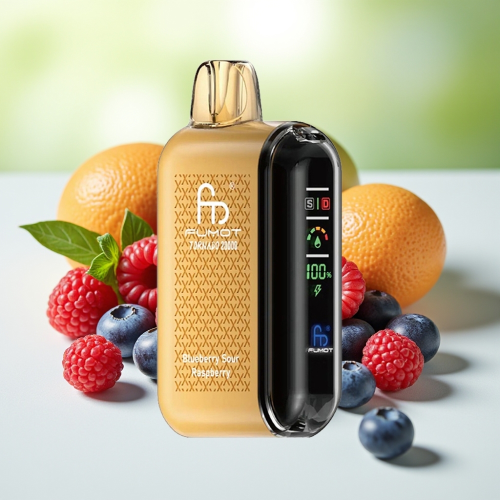 Fumot Tornado 20000 Puffs بخارية زرقاء توت حامض توت العليق مع شاشة ذكية و 850mAh