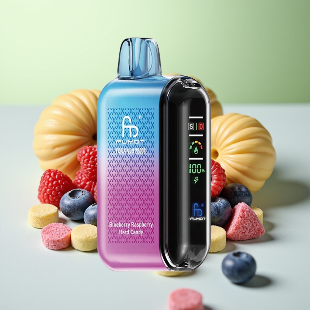 Fumot Tornado 20000 Puffs بنكهة التوت الأزرق والتوت الأحمر الحلو مع بطارية قابلة للشحن 850mAh