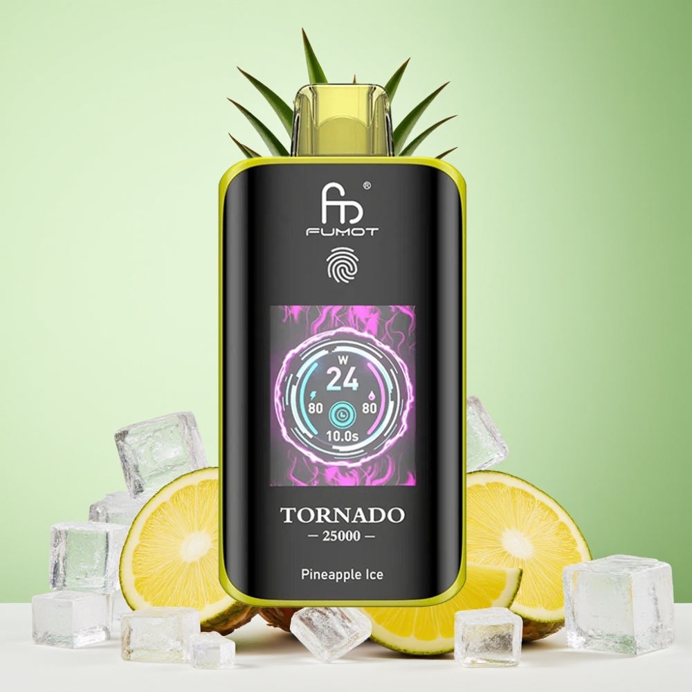 Fumot Tornado 25000 نفخة شاشة عالية الدقة بنكهة الأناناس والثلج