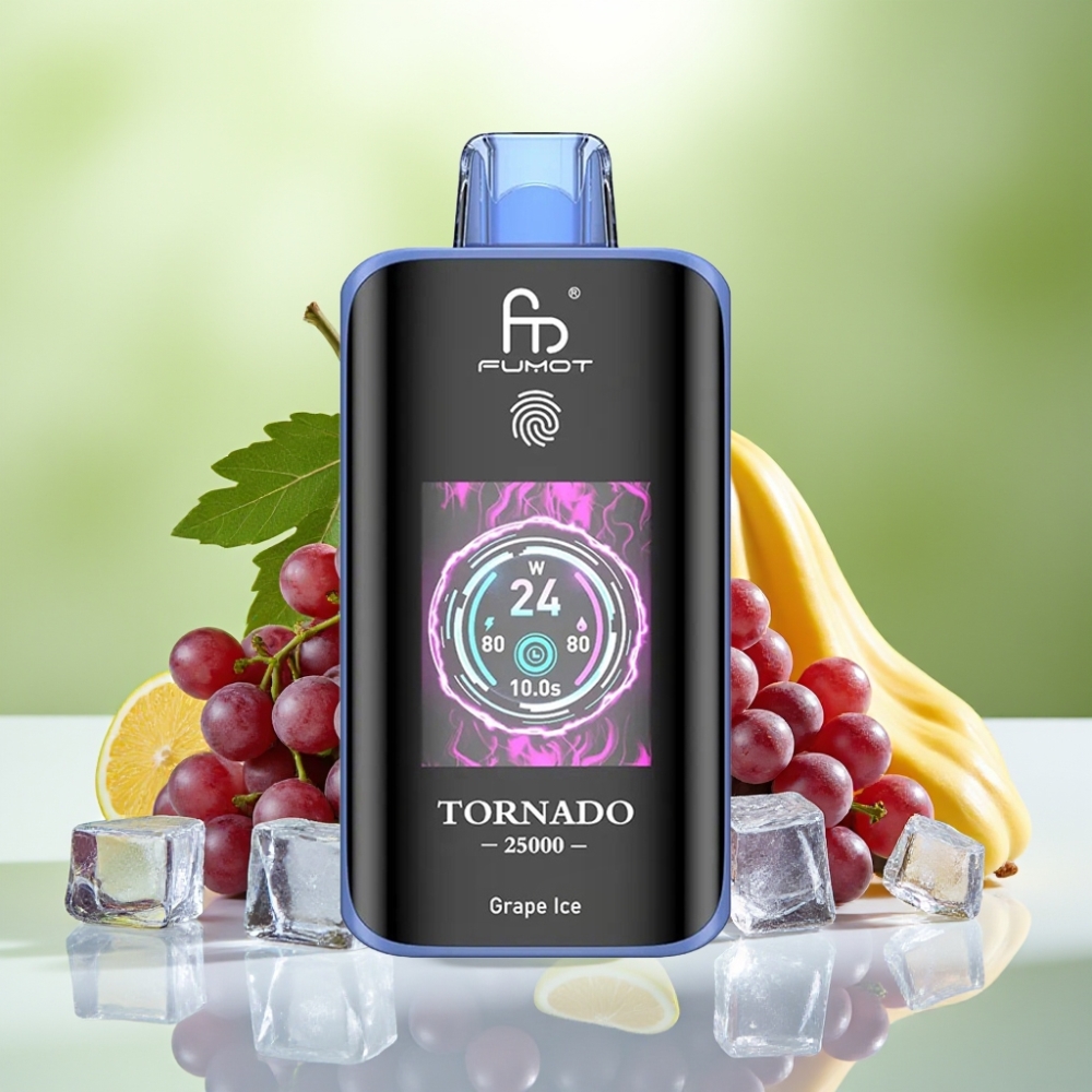 Fumot Tornado 25000 نفخة شاشة عالية الدقة بنكهة عنب مثلج