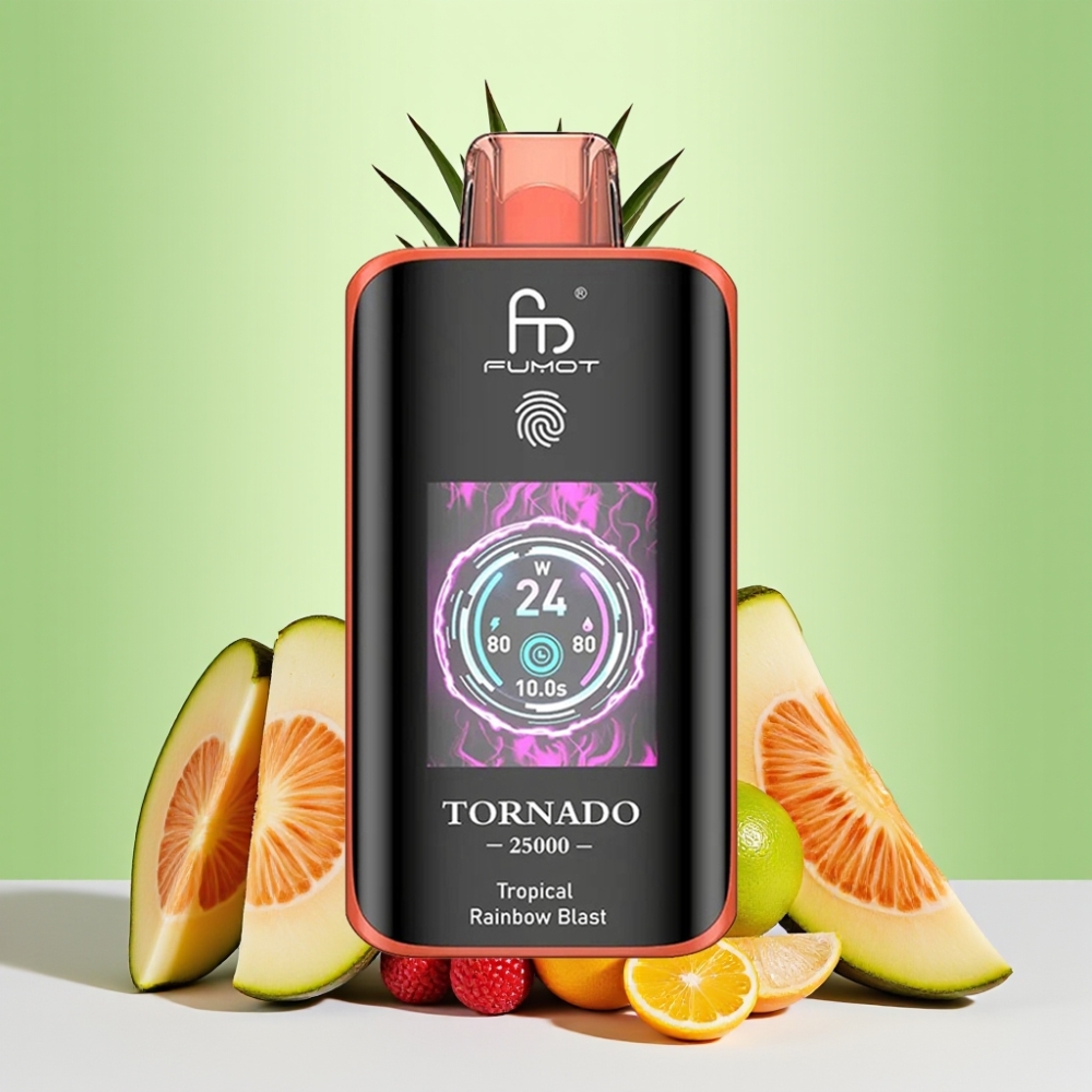 Fumot Tornado 25000 نفخة شاشة HD نكهة قوس قزح الاستوائي