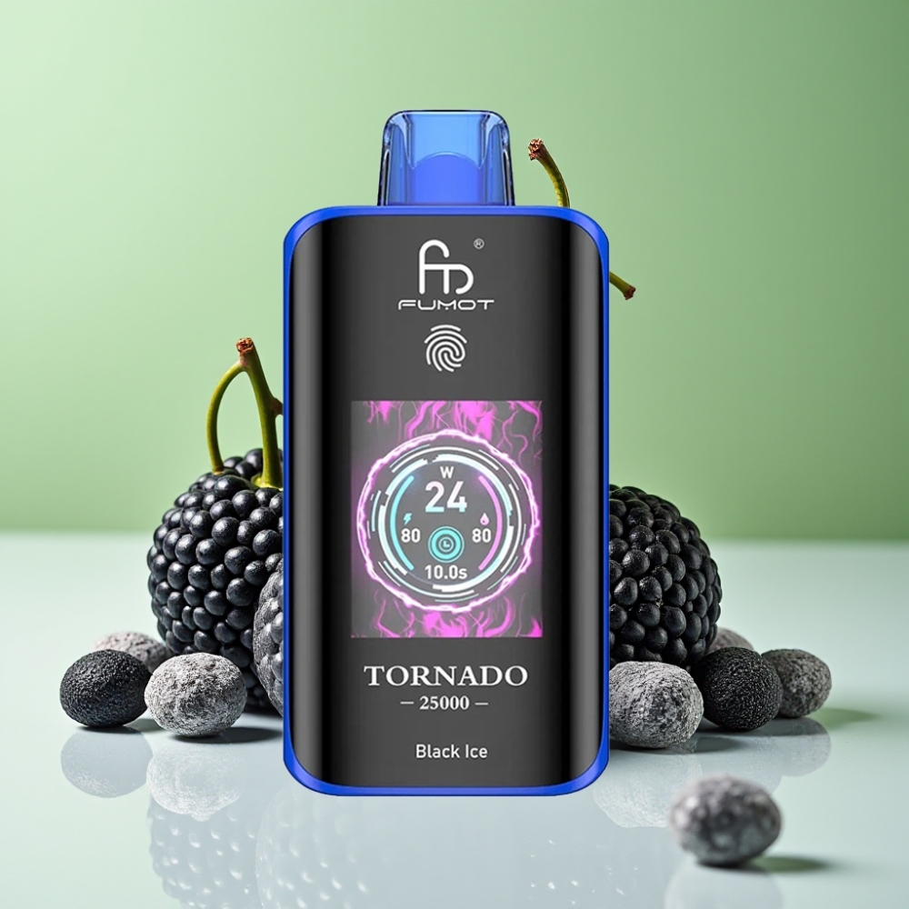 Fumot Tornado 25000 نفخة شاشة HD أسود جليدي