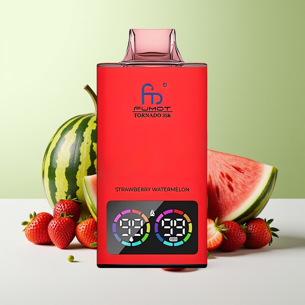 Fumot Tornado 35K Disposable Vape فراولة بطيخ مع Dual Mesh Coil و USB-C