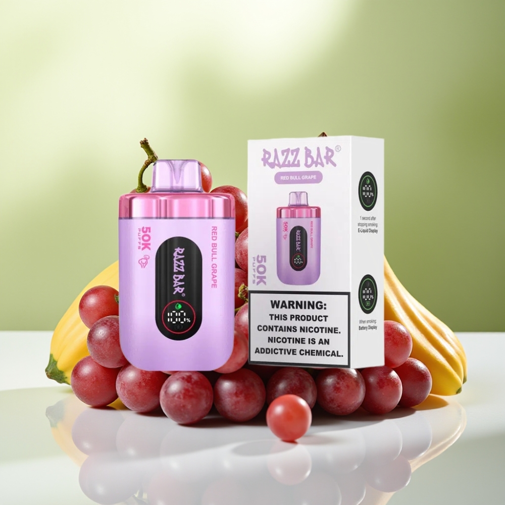 Razz Bar 50K Puffs Disposable Vape عنب ريد بول و 1.0 Ohm Mesh Coil