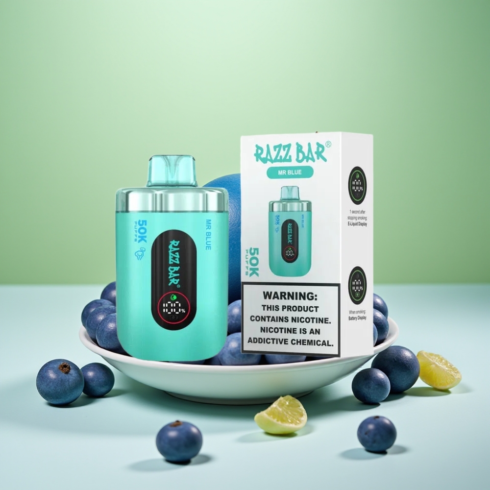 Razz Bar 50K Puffs Disposable Vape الأزرق السيد
