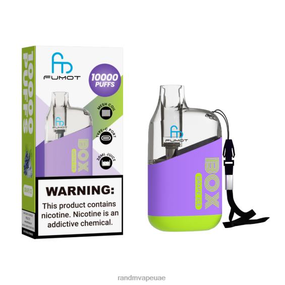 RandM Disposable Vape | جليد العنب Fumot Original RandM Tornado Box 10000 جهاز التحكم في تدفق الهواء 1 قطعة D06F889