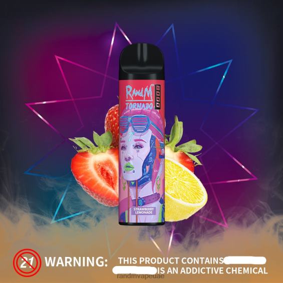 RandM Disposable Vape | ليموناضة الفراولة RandM Tornado جهاز vape للتحكم في تدفق الهواء 8000 قطعة واحدة D06F8239