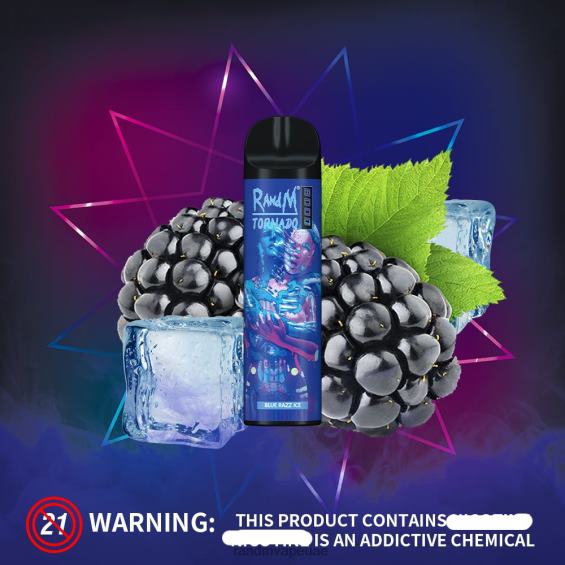 RandM Shop Vape | الجليد الأزرق RandM Tornado جهاز vape للتحكم في تدفق الهواء 8000 قطعة واحدة D06F8237