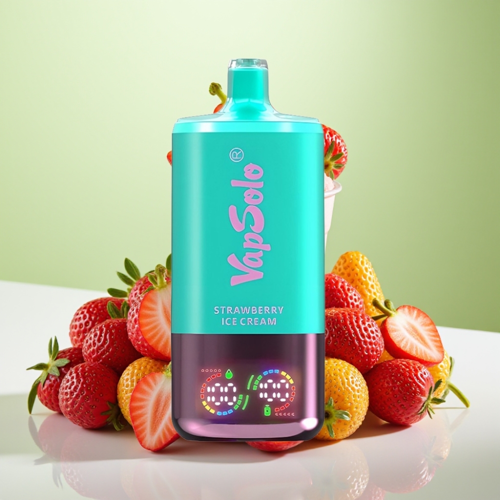 Vapsolo Triple 30000 Puffs مبخرة آيس كريم فراولة، 40مل، 20 ملغ/مل