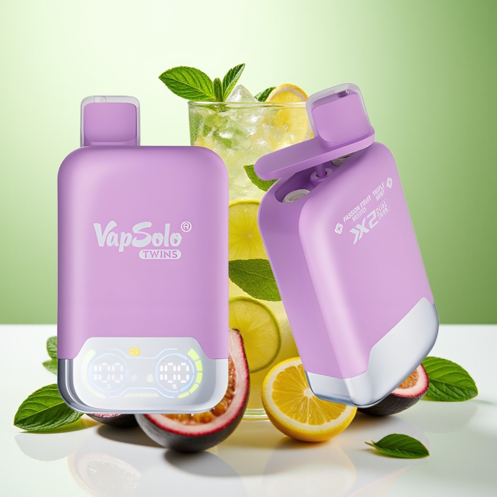 Vapsolo Twins 20000 نفخة فايب عصير الفاكهة الشغوف موجيتو والنعناع المثلث، 40 مل