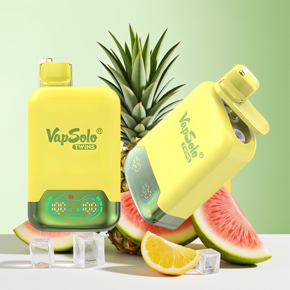 Vapsolo Twins 20000 Puffs نكهة أناناس وجوز الهند وثلج البطيخ مع 40 مل سائل إلكتروني