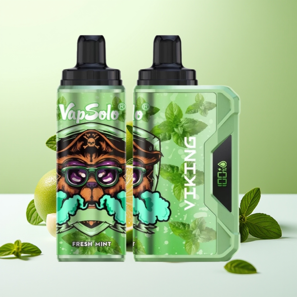 VapSolo VIKING 12000 نفخة جهاز تبخير قابل للتصريف بنكهة النعناع المنعش وشاشة LED