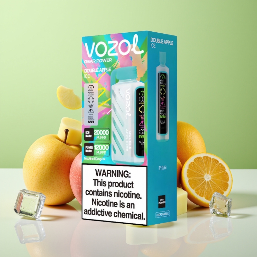 VOZOL Gear Power 20000 Puffs Double تفاحتين ثلج تقنية S.i.L.C. وشاشة كاملة
