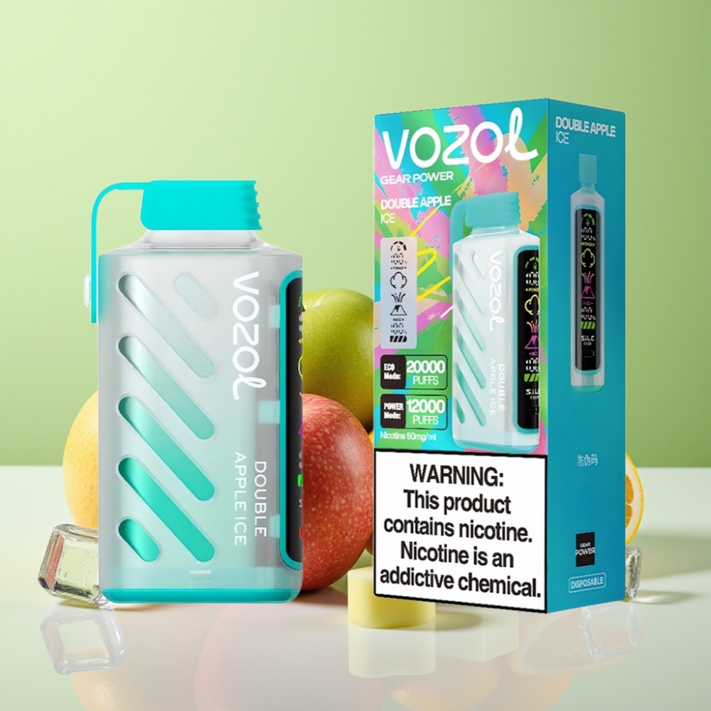 VOZOL Gear Power 20000 Puffs Double تفاحتين ثلج تقنية S.i.L.C. وشاشة كاملة