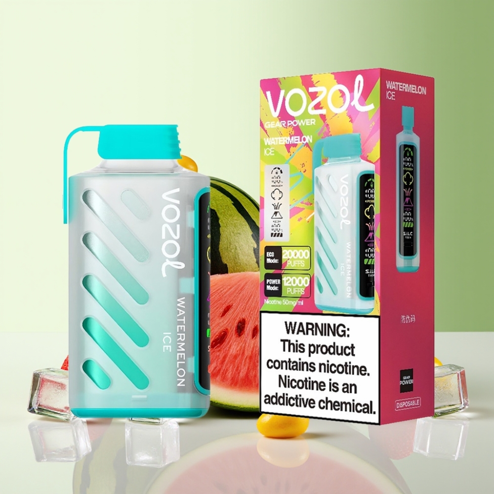 VOZOL Gear Power 20000 Puffs فواحة بطارية بنكهة البطيخ المثلج بتقنية S.i.L.C. Tech وشاشة كاملة