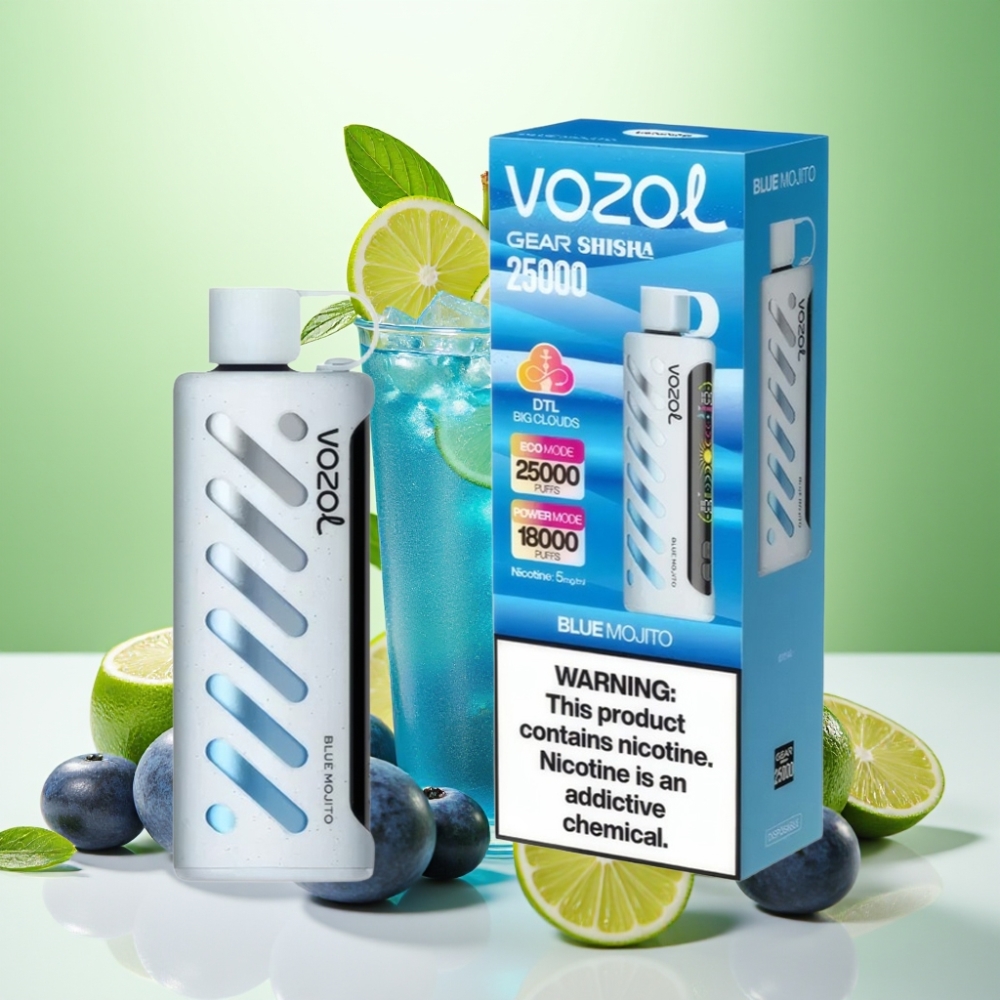 VOZOL Gear Shisha 25000 نَفخة موهيتو أزرق مع نكهة 30 وS.i.L.C Tech