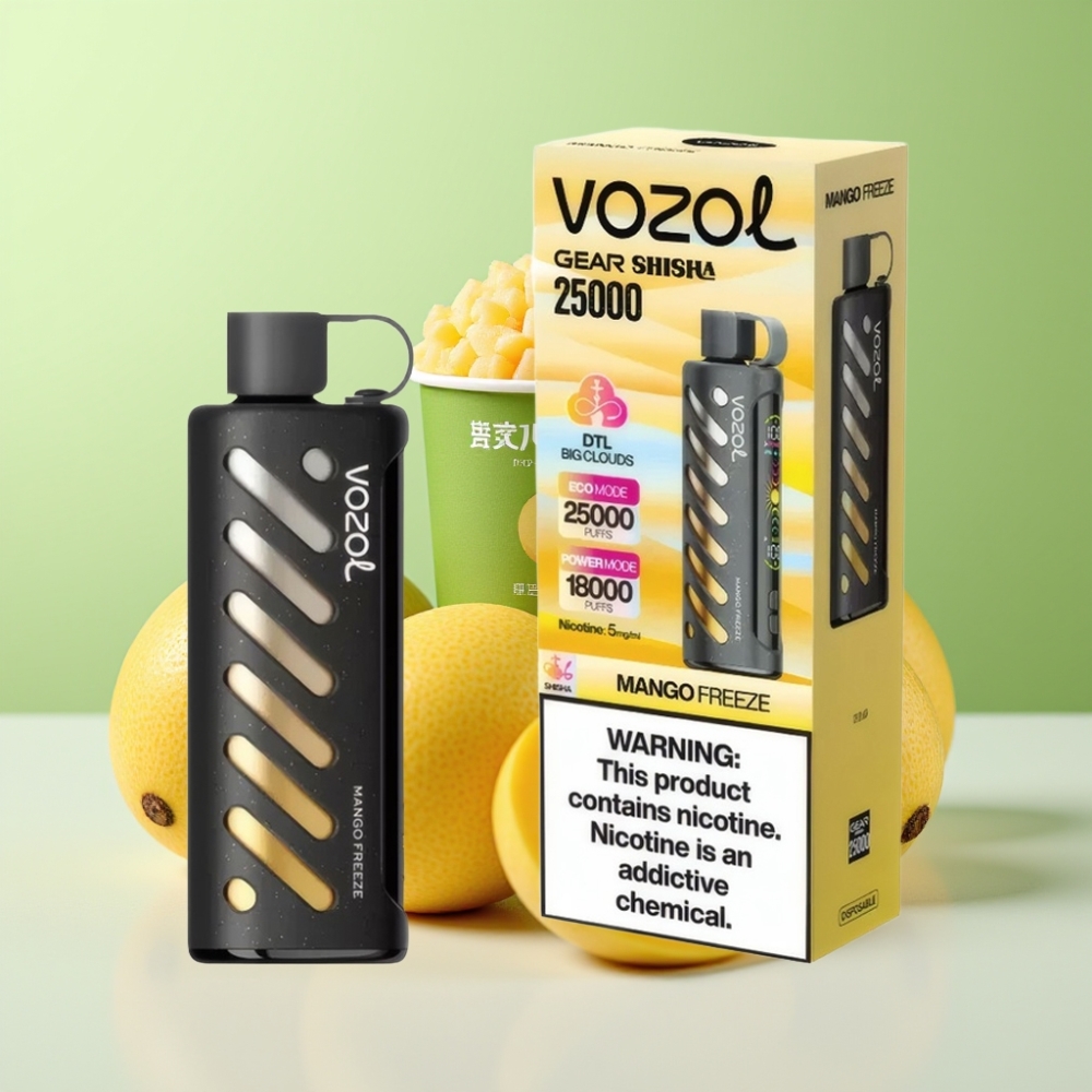 VOZOL Gear Shisha 25000 نفحة مانجو فريز مع شريحة ذكية S.i.L.C Tech و 1000mAh