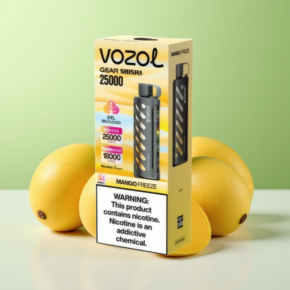 VOZOL Gear Shisha 25000 نفحة مانجو فريز مع شريحة ذكية S.i.L.C Tech و 1000mAh