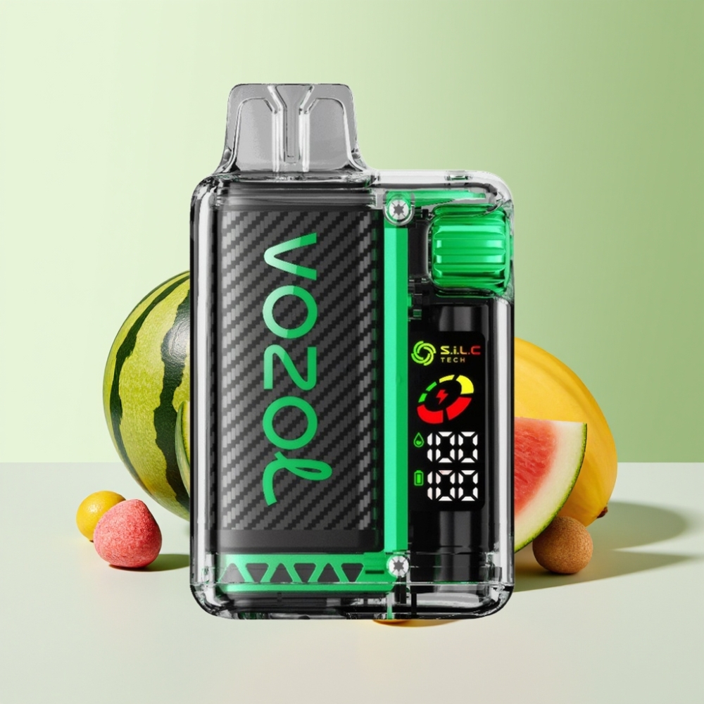 VOZOL Vista 20000 نفخة جهاز تبخير قابل لإعادة الشحن بنكهة بطيخ علكة فقاعية، شاشة OLED، بطارية 650mAh
